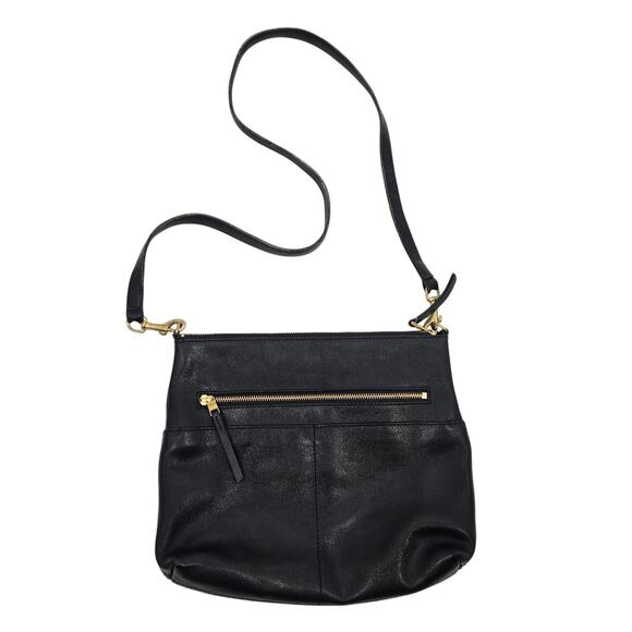 Fossil Fiona Large Crossbody Pebbled Leather Purse Black Gold Detachable Strap - Picture 2 of 11